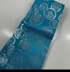 Japanese kimono HANHABA obi yukata obi.kaku obi.light blue silver. - Picture 1 of 1