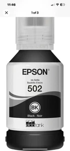 EPSON 502 Tintenflasche Ablaufdatum 12/2027 (127 ml) schwarz - Original (versiegelt) - Bild 1 von 3