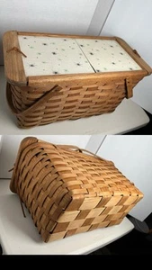 Cesta de picnic MCM diseño atómico roble vintage mediados de siglo con puertas correderas años 60 - Imagen 1 de 24