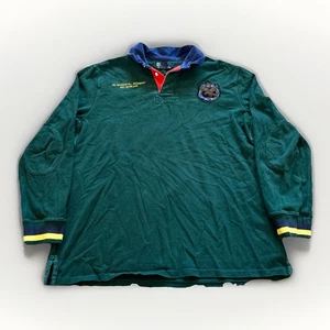 Camisa Polo Ralph Lauren De Colección Para Hombres XL Verde Azul Polo Rugby Bloque de Color Años 90 - Imagen 1 de 10