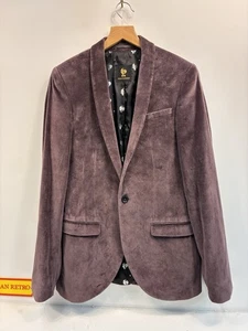 Giacca blazer velluto Noose & Monkey viola 38L tessuto Gierlings made in Ukraine - Foto 1 di 7
