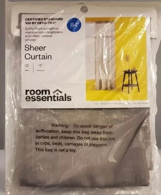 Room Essentials Sheer Voile Window Curtain ONE Panel Gray 60"W x 84"L - Image 1 of 4