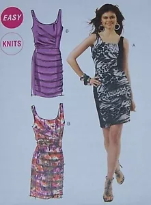 so sexy firty sleeveless SUNDRESS PATTERN 4 6 8 10 LAYERED FITTED cowl back knit - Picture 1 of 1
