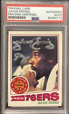 Julius Erving Signed 1977 Topps #100 Basketball Card 76ers Autograph HOF PSA/DNA