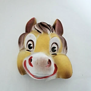 Vintage Small Carnival Mask Plastic 70s Animal DONKEY - Picture 1 of 4