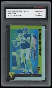Tarjeta de novato Mac Jones 2021 Panini Flux Silver Prizm primer grado 10 #240 Patriots - Imagen 1 de 1