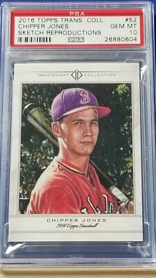 Chipper Jones - 2016 Topps Transcendent Sketch  PSA 10  #55/65    - Image 1 of 2