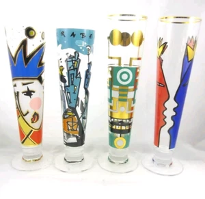 4pc Set Lot Ritzenhoff 10" Pilsner Beer Flute Glasses Artist Collaborations - Picture 1 of 5