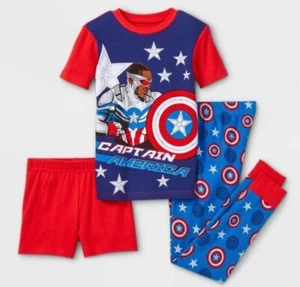 Marvel Captain America Falcon Pajamas Sz 8 3pc Sleep Set Shorts New PJs FastShip - Picture 1 of 4
