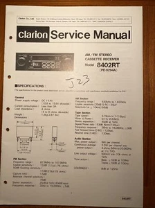 RECEPTOR ESTÉREO AM/FM CLARION 8402RT MANUAL DE REPARACIÓN DE SERVICIO ORIGINAL - Imagen 1 de 1