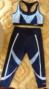 Jaggad Black & Pastels Crop Top & 3/4 Leggings Set Size XL - Picture 1 of 7