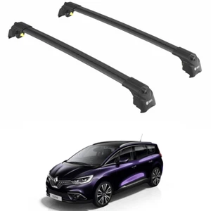 Fit RENAULT GRAND SCENIC (Mk4) MPV 17- Roof Racks Cross Bars Black Set 2Pcs - Picture 1 of 22