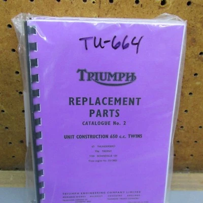 TRIUMPH Thunderbird Bonneville Trophy 6T T120 TR6 Spares Parts Book 1964 650
