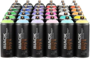 MONTANA CANS BLACK RAIMBOW PACK 36 COLORES MATE GRAFFITI ART MURAL SPRAY PAINT - Imagen 1 de 2