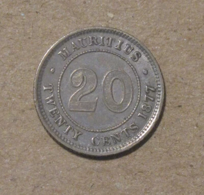 Mauricio - 20 centavos de plata 1877H - escaso y bonito Foto 1 de 2