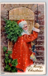 POSTCARD OLD WORLD SANTA CLAUS IN ORANGE ROBE- 1919 - Picture 1 of 2