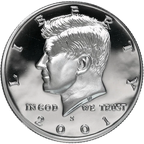 2001 S Kennedy Half Dollar Gem Deep Cameo CN-Clad Proof Coin Cover
