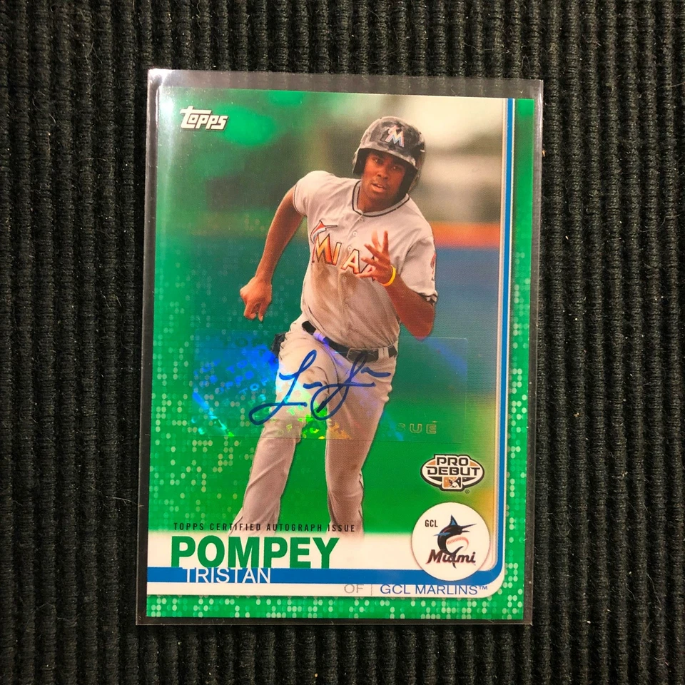 2019 TOPPS PRO DEBUT #174 TRISTAN POMPEY *GREEN AUTO #78/99*  GCL MARLINS - Image 1 of 1