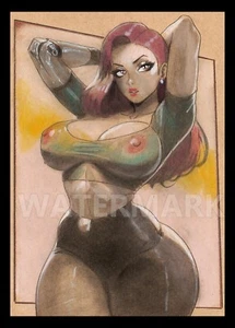 #AB209 CYBERPUNK JESSICA RABBIT Original Draw Zeichnung Nude Anime BDSM by Edgar - Bild 1 von 2