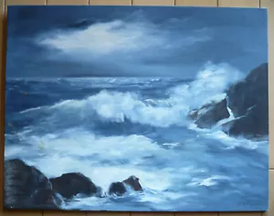 FLORENCE BRADISH, Oceanside CALIF CALIFORNIA SEASCAPE COASTAL OCEAN OIL PAINTING - Picture 1 of 10