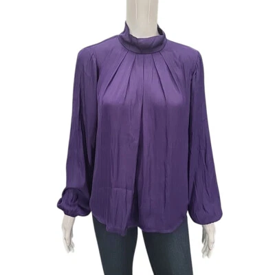 J Jason Wu Dressy Shirring Neck Detail Blouse Top X-Small Size Purple Shirt - Image 1 of 4