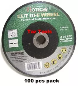 100 pcs Cut Off Wheel Stainless Steel 7" X 3/64" X 7/8" Metal Disc Saw Blade - Picture 1 of 3