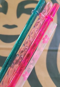 Reusable Venti 10.25-11" Neon Pink Turquoise Glitter Starbucks Tumbler Straw SET - Picture 1 of 3