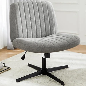Criss Cross Legged Office Chair, Armless Wide Seat No Wheels, Modern Home Desk S - Picture 1 of 8