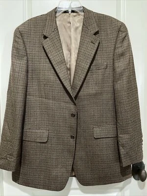 IZOD Mens 42 R Brown Houndstooth Lambswool Jacket Blazer Sport Coat 2-Button - Image 1 of 4