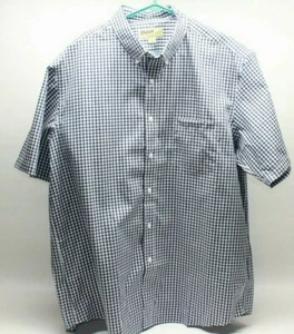 Orton Brothers Mens XL Cotton Button Down Shirt Blue White Check Short Sleeve - Picture 1 of 6