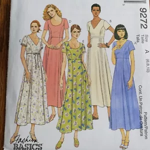 Abito anni '90 McCalls modello 9272 principessa impero cucitura maxi V scoop collo A 6 8 10 - Foto 1 di 3
