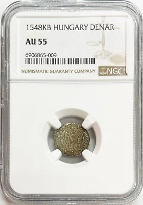 1548 KB SILVER HUNGARY MADONNA & CHILD DENAR FERDINAND COIN NGC ABOUT UNC 55 - Image 1 of 2