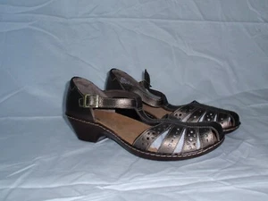 Clarks Wendy Valley Bronze Fisherman Strappy Wedge Sandal Sz 9 M Leather - Picture 1 of 12