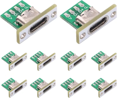 Conector hembra tipo C OEM 10 PIEZAS HÁGALO USTED MISMO, convertidor de montaje en panel USB C con placa PCB Foto 1 de 4