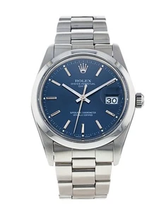 Rolex Oyster Perpetual Date 15000 Steel 34mm Blue Dial Watch - Picture 1 of 6