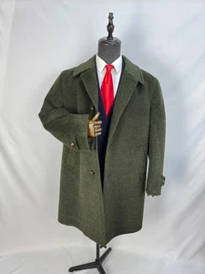 Vintage Herren Loden Mantel Wolle Mohair Dunkelgrün Klassisch Mantel US Größe 48R 50R - Bild 1 von 24