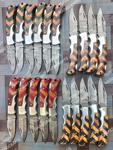 Menge 20 Stück Handgefertigt Damast Stahl Back Lock Klapp Taschenmesser mit Etui - Bild 1 von 8