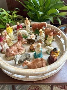 Vintage Italian Chalkware Nativity Set 19 pieces - Picture 1 of 21