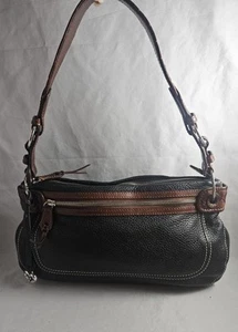 Brighton Pebbled Leather Hobo Clutch Shoulder Bag Black And Brown Retired - Picture 1 of 22