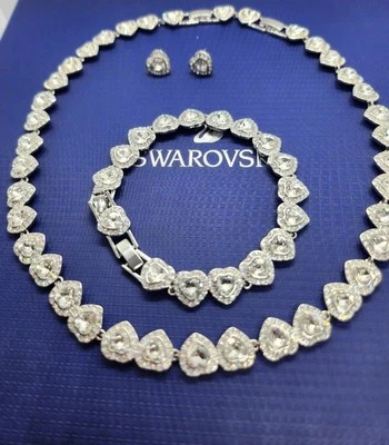 Juego de 3 brazaletes pendientes collar tenis corazón angélico nupcial madre S inspirados Foto 1 de 4