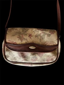 Vtg 90s Liz Claiborne Cottage Floral Vegan Leather Organizer Cross Body Handbag - Picture 1 of 14