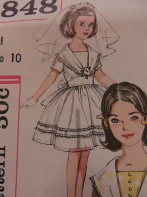 Vintage 60's Simplicity 3848 COMMUNION DRESS Sewing Pattern Child Gril Sz 10 - Image 1 of 4