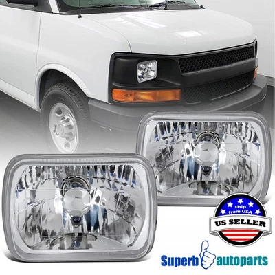 7" X 6" Seal LED Beam H4 Headlights Square Head Lamps Left+Right - Image 1 of 4