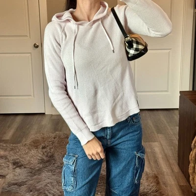 Suéter com capuz Lauren Ralph Lauren malha tamanho M rosa pastel preppy luxo silencioso - Imagem 1 de 4