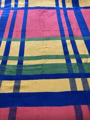 Vintage Ibena Fleece Throw Blanket Germany COLORFUL STRIPES 75” X 54” Warm Cozy - Image 1 of 4