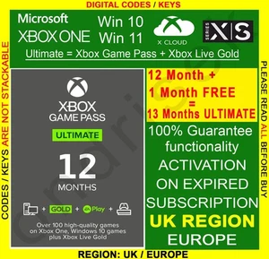 Xbox Game Pass Ultimate 12+1 Monat Key - Xbox / PC Digital Code - UK/EU - Bild 1 von 11