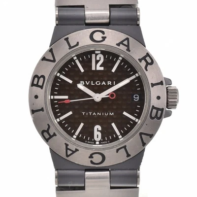BVLGARI Diagono Titanium TI32TA Date Carbon Dial Quartz Unisex Watch L#142973 - Image 1 of 4