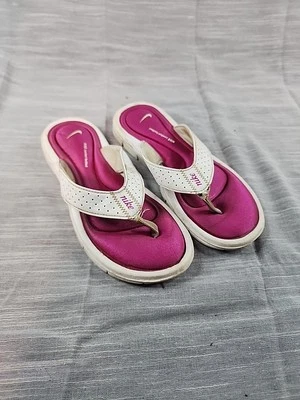 Nike комфорт стельки розовый белый стринги сандалии шлепанцы женщин Sz 6 пляж повседневный - Изображение 1 из 4