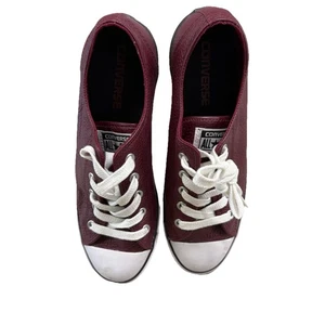 Chuck Taylor All Star Converse Ox Shoes Women Sz 7 Leather Low Burgundy - Picture 1 of 8