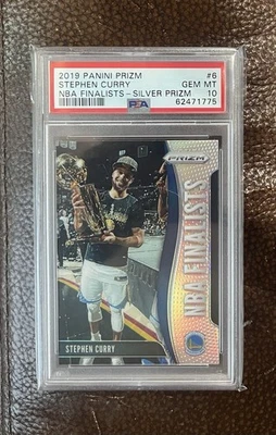 Stephen Curry 2019 Prizm Silver NBA Finalists #6 PSA 10 GEMA como nuevo Warriors SP Foto 1 de 2